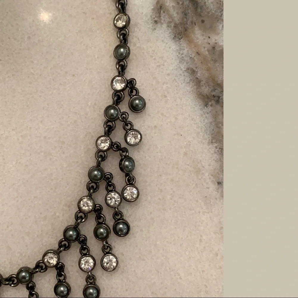 Dangly Diamond Collar Necklace — Adjustable Chain - Picture 3 of 7